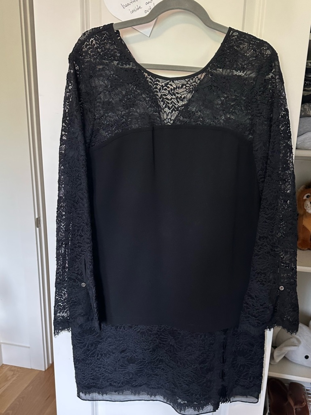 Diane von Furstenberg Black Lace Long Sleeve Top